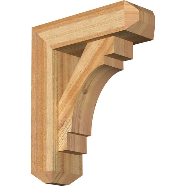 Ekena Millwork Merced Craftsman Rough Sawn Bracket w/ Offset Brace, Western Red Cedar, 6"W x 18"D x 22"H BKT0604X18X22MRC04RWR - main